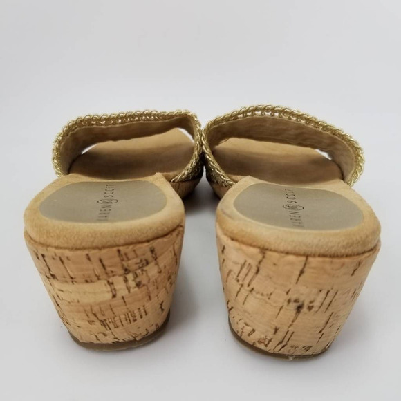 Karen Scott Womens Frankklyn Sandals Beige Cork Platform Heels Slip Ons 9 M - Picture 7 of 11